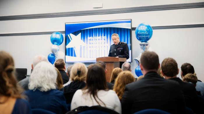Chief presents at awards 
