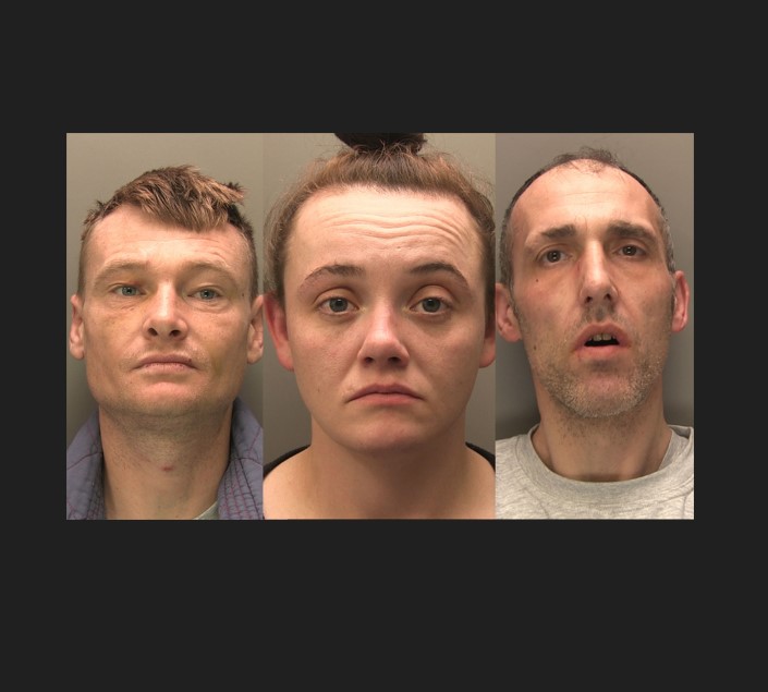 Custody images of a woman and two men 