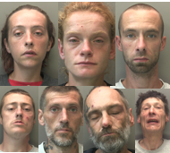 Collage of seven offenders convicted of shop theft