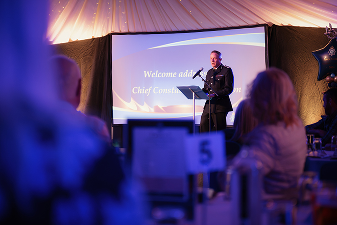 Chief Constable Paul Gibson at an awards 