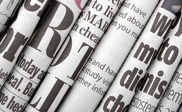 Rolled up newspapers