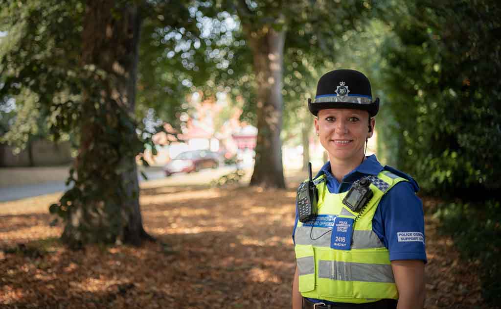PCSO - smiling at camera (Iwona Blachut - female - trees - Spilsby)
